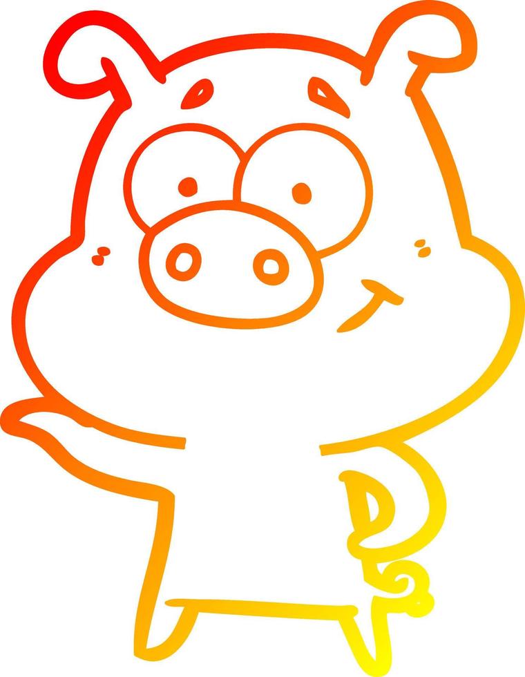warme Gradientenlinie Zeichnung Cartoon-Schwein zeigt vektor