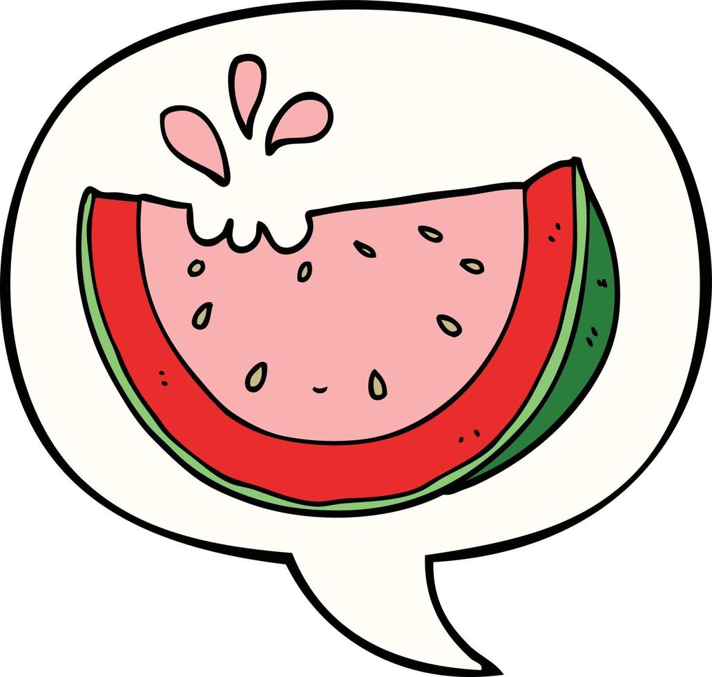 Cartoon-Wassermelone und Sprechblase vektor
