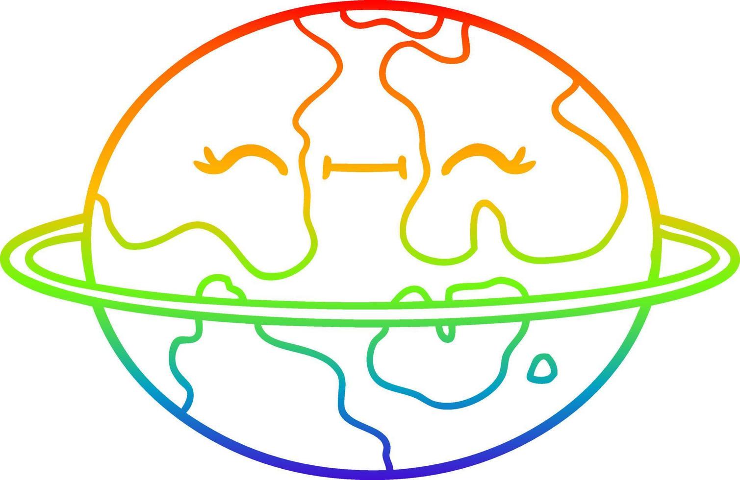 Regenbogen-Gradientenlinie Zeichnung Cartoon bewohnbaren außerirdischen Planeten vektor