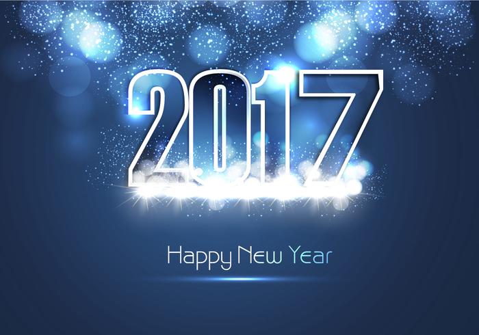 Glänzendes blaues glückliches neues Jahr 2017 Karte vektor