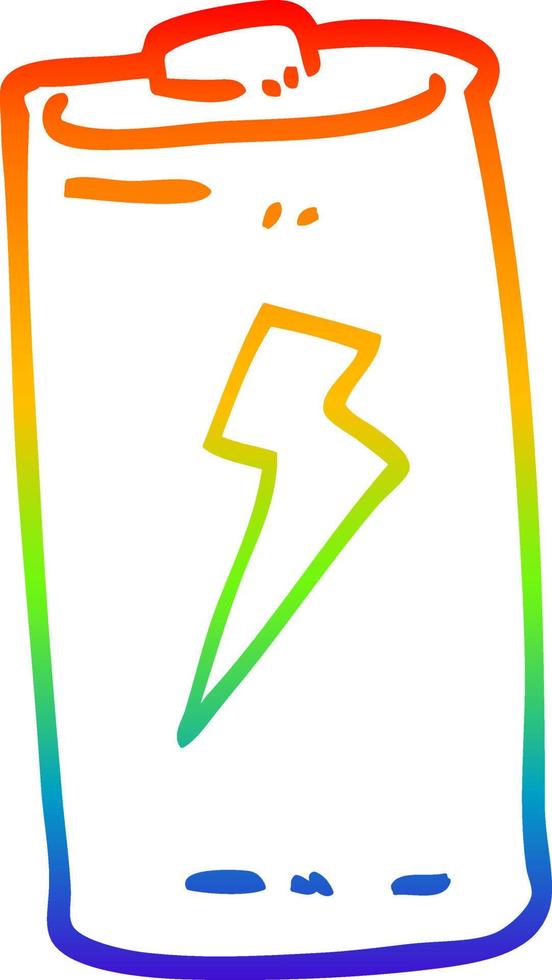 Regenbogen-Gradientenlinie Zeichnung Cartoon-Batterie vektor