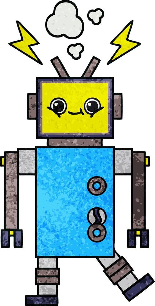 Retro-Grunge-Textur-Cartoon-Roboter vektor