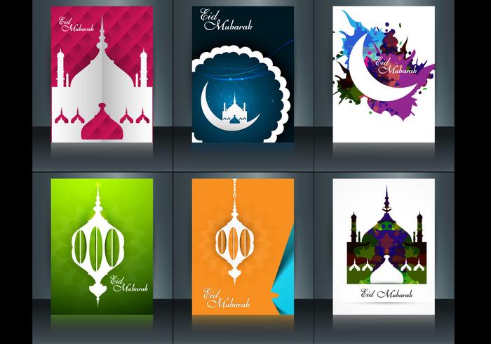 Set von Eid Mubarak Broschüre vektor