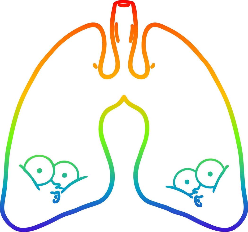 Regenbogen-Gradientenlinie, die Cartoon-Lunge zeichnet vektor