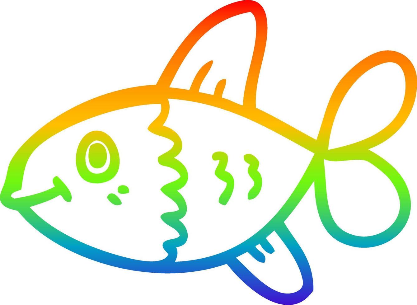 Regenbogen-Gradientenlinie Zeichnung Cartoon-Fisch vektor