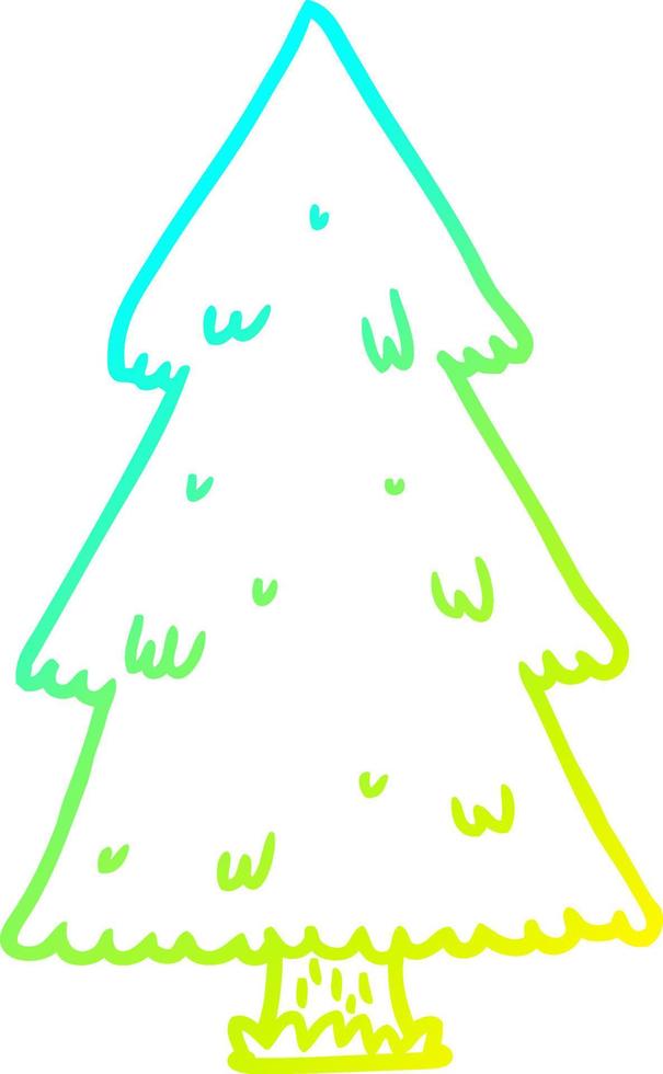 Kalte Gradientenlinie Zeichnung Weihnachtsbaum vektor
