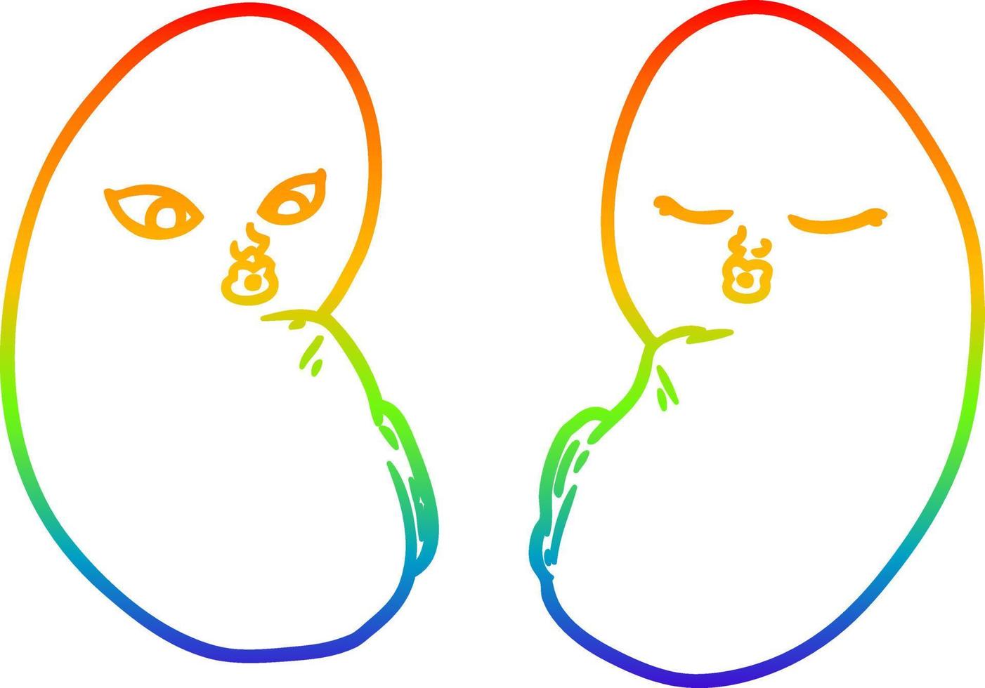 Regenbogen-Gradientenlinie, die Cartoon-Nieren zeichnet vektor