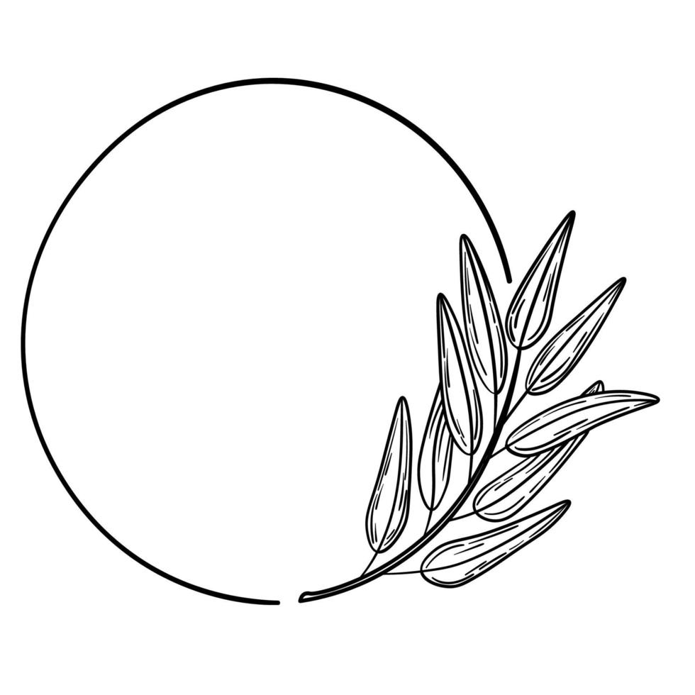 handgezeichneter Olivenkranz, Rahmen vektor