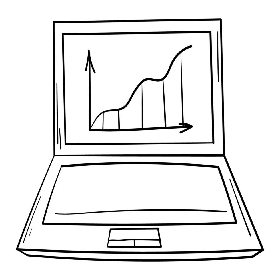 klotter klistermärke dator med grafik vektor