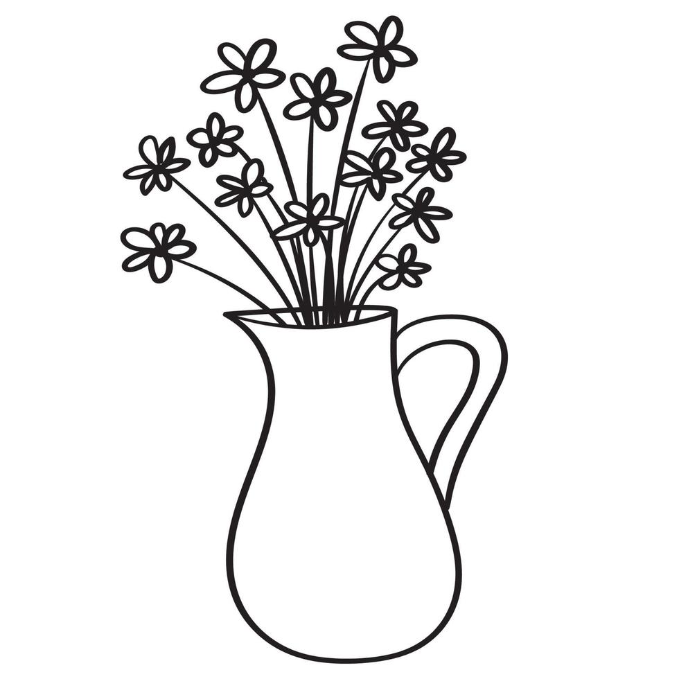 klotter blommor i en vas av ett ovanlig form, inomhus- växter vektor