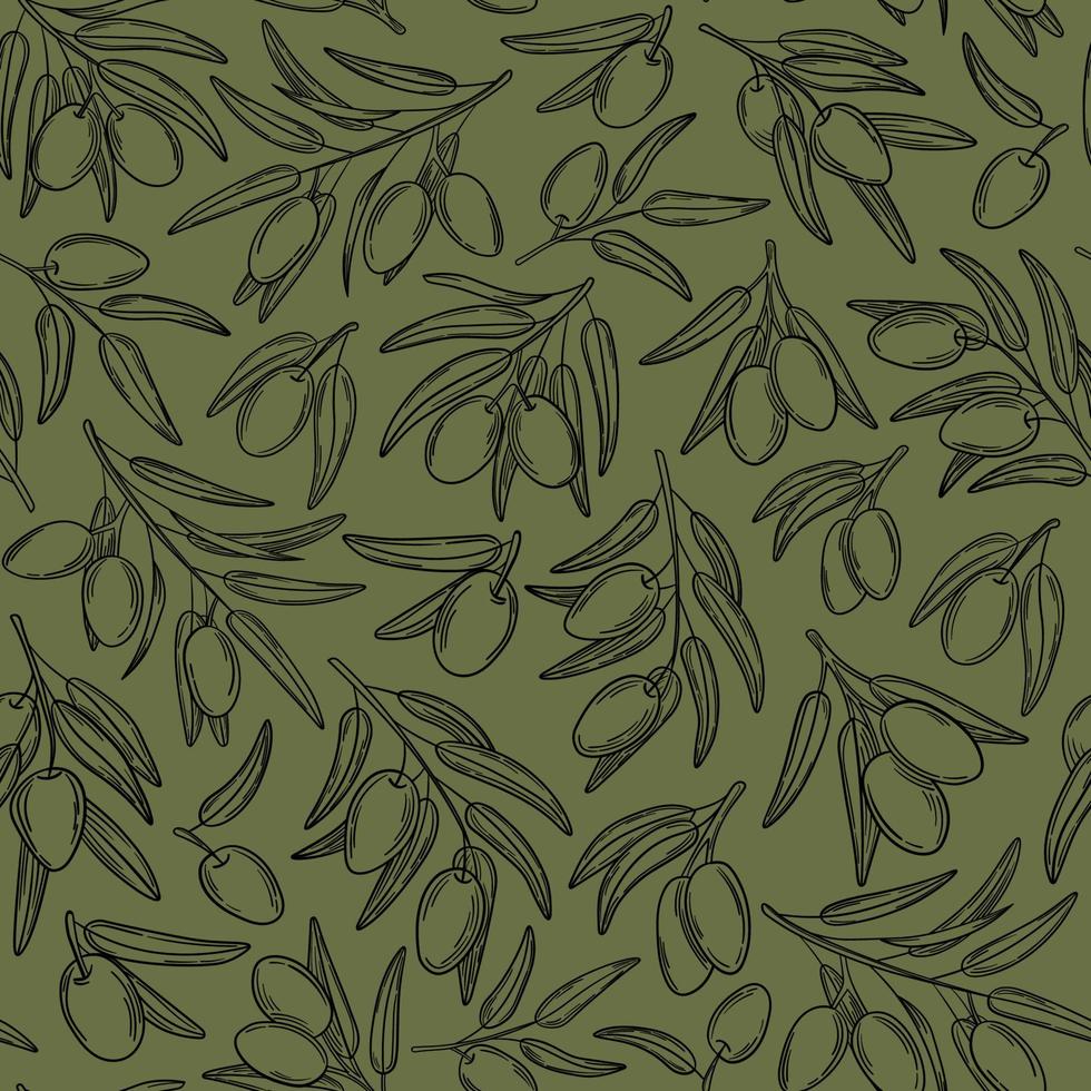 enkel oliv mönster med kvistar och bär vektor