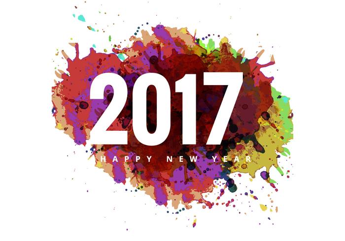 Färgglada Grunge på 2017 Lyckligt nytt år kort vektor