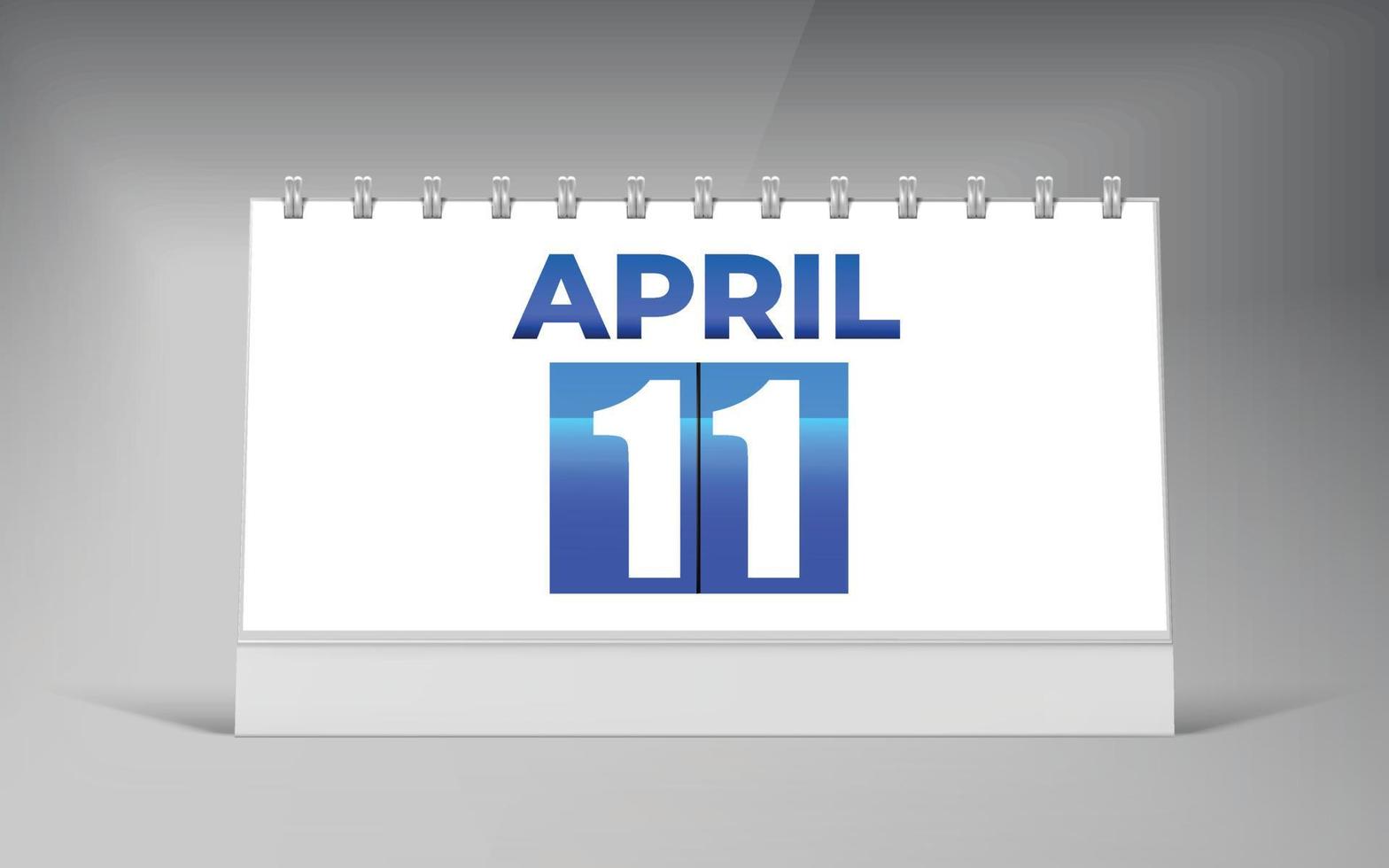 april 11, skrivbord kalender design mall. enda datum kalender design. vektor