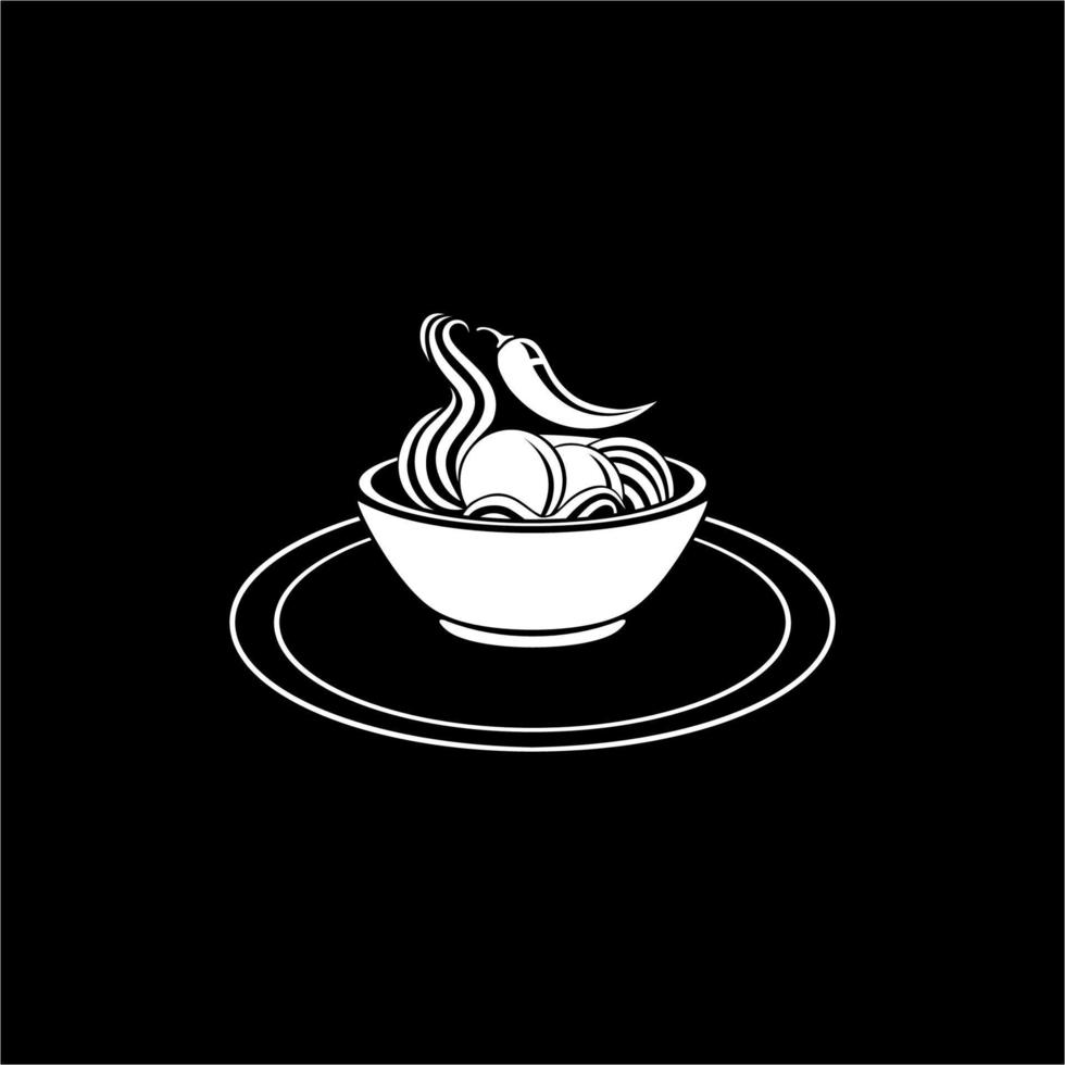 Fleischbällchen in der Tasse würzen. Silhouette der Nudelschüssel für Logo oder Grafikdesignelement. Bakso. Vektor-Illustration vektor