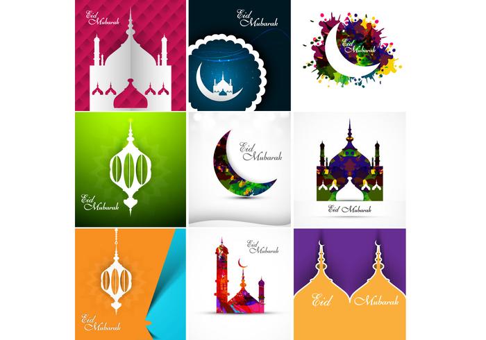 Vacker designmoské med Eid Mubarak vektor
