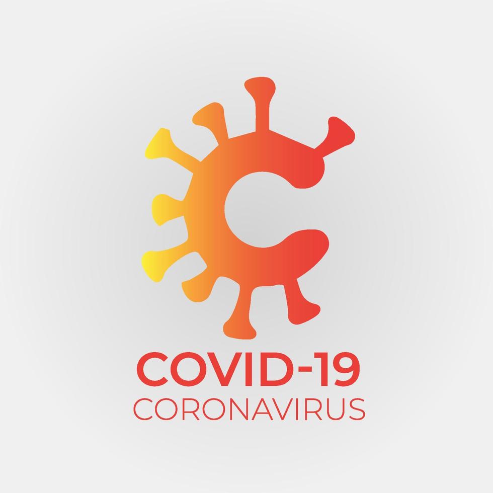 Covid-19-Logo für Infografiken. Abbildung der Coronavirus-Krankheit. kreative Typografie-Gestaltung für Blogs und Pressekonferenzen. Einheitliches Erscheinungsbild für die Pandemiekommunikation. vektor