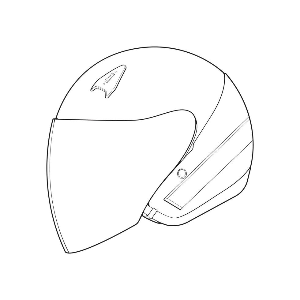 Vorlage Helm halbes Gesicht, Strichzeichnung Helmvektorillustration, Strichzeichnungsvektor, Helmvektor vektor