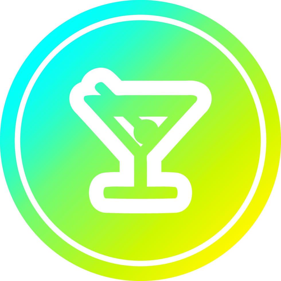 cocktail mit olivenrundschreiben im kalten gradientenspektrum vektor
