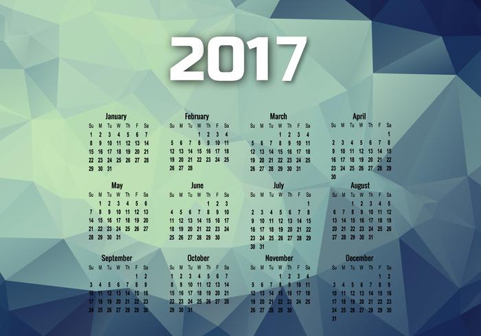 År 2017 Kalender med månader vektor