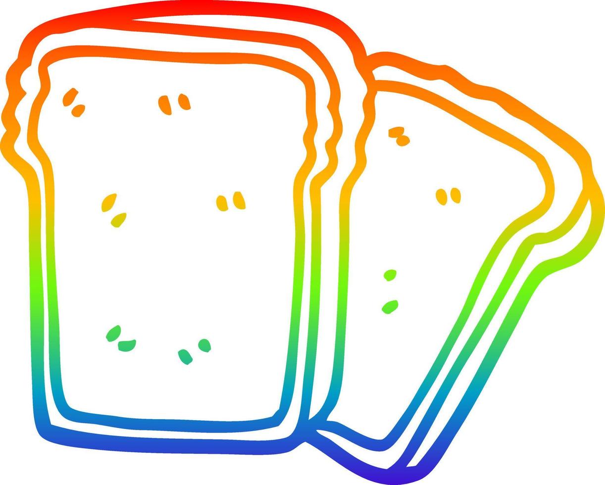 Regenbogen-Gradientenlinie, die Cartoon-Brotscheiben zeichnet vektor