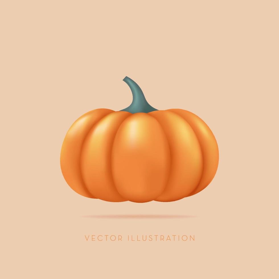 3d orange pumpa. vektor illustration i minimal 3d stil