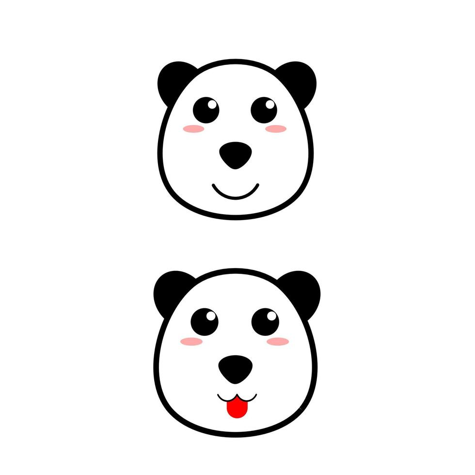 söt bebis panda uppsättning. bebis panda ansikte. logotyp av bebis panda. vektor