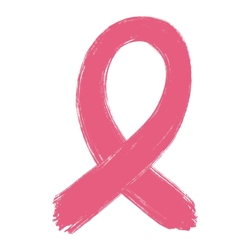 rosa band - bröst cancer medvetenhet symbol. konstnärlig grunge texturerad hand dragen bläck måla stroke. klämma konst, vektor design element för sjukvård medicinsk begrepp.