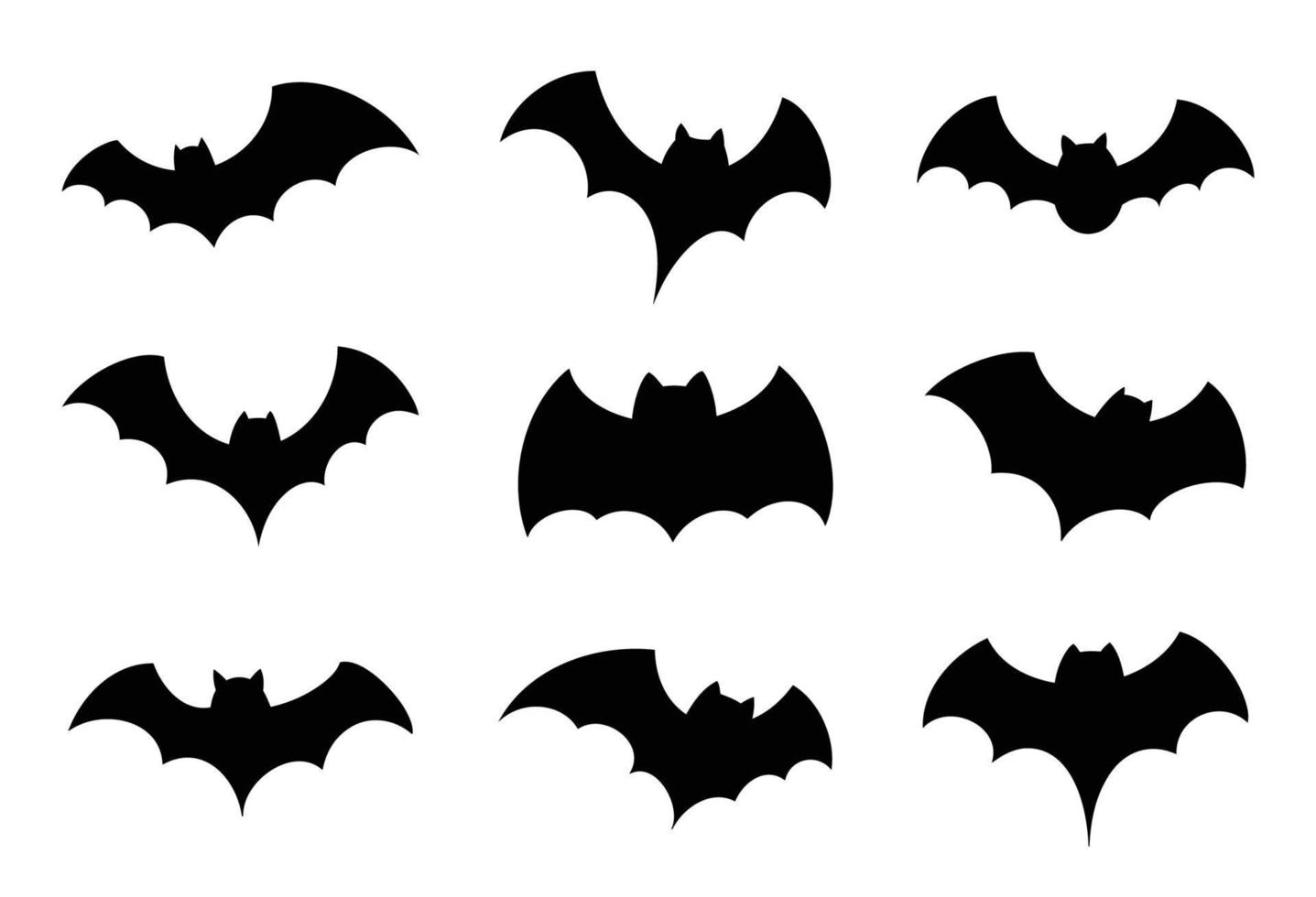 Halloween-Fledermaus-Icon-Set. Fledermaus-Silhouetten fliegen auf weißem Hintergrund. vektor