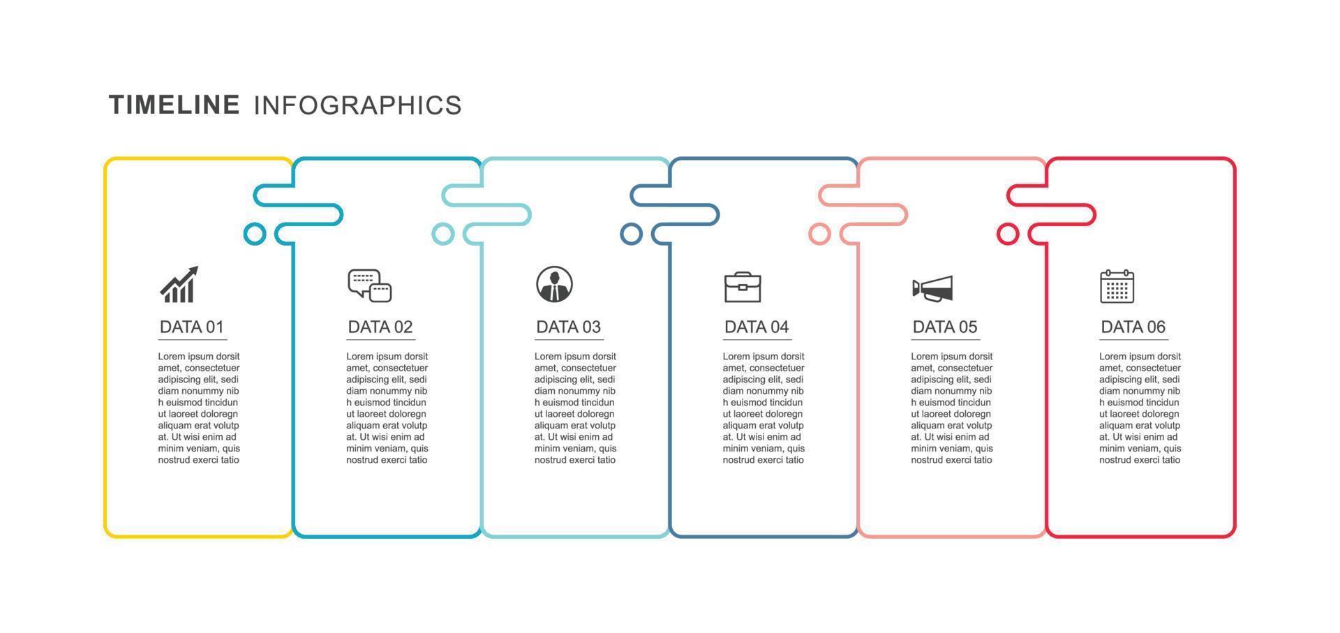 6 data infographics flik tunn linje index mall. vektor illustration abstrakt bakgrund.