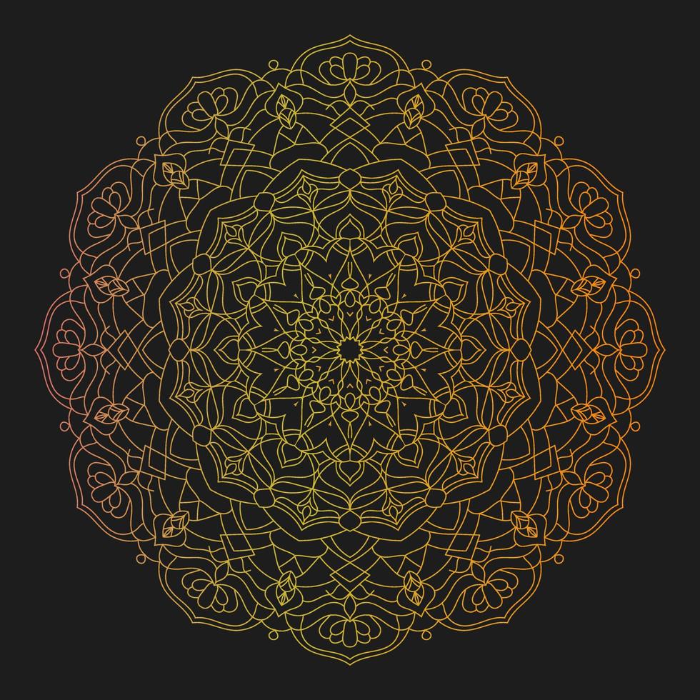 Mandala-Ornament-Vektor-Illustration. ethnisches mandala mit luxuriösem buntem stammesornament. isoliert. Goldfarbe. kostenloser Vektor