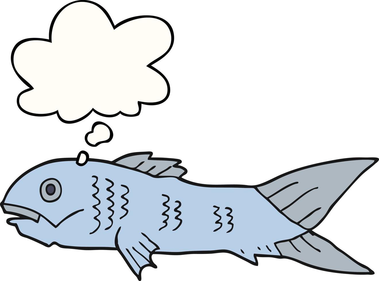 tecknad fisk och tankebubbla vektor