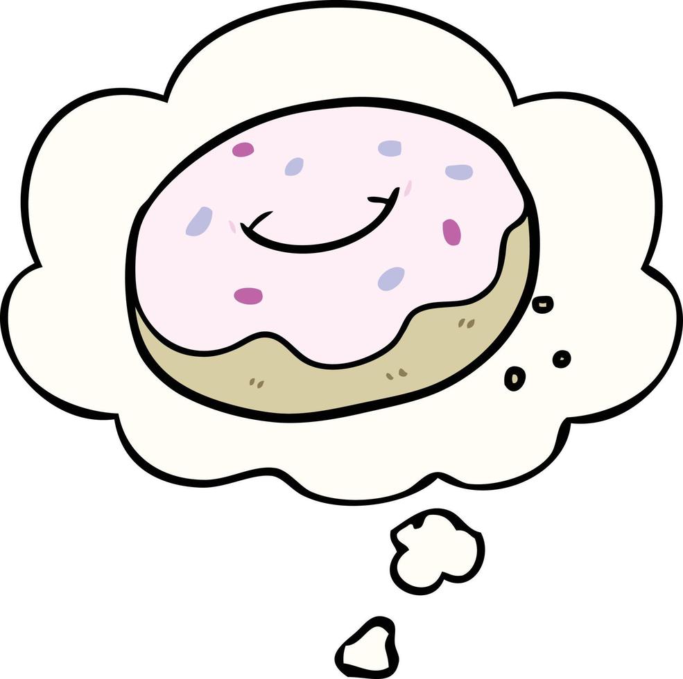 Cartoon-Donut und Gedankenblase vektor