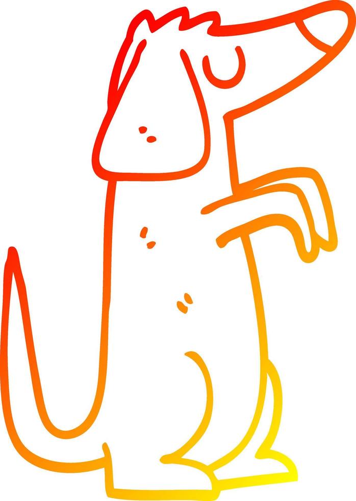 warme Gradientenlinie Zeichnung Cartoon-Hund vektor
