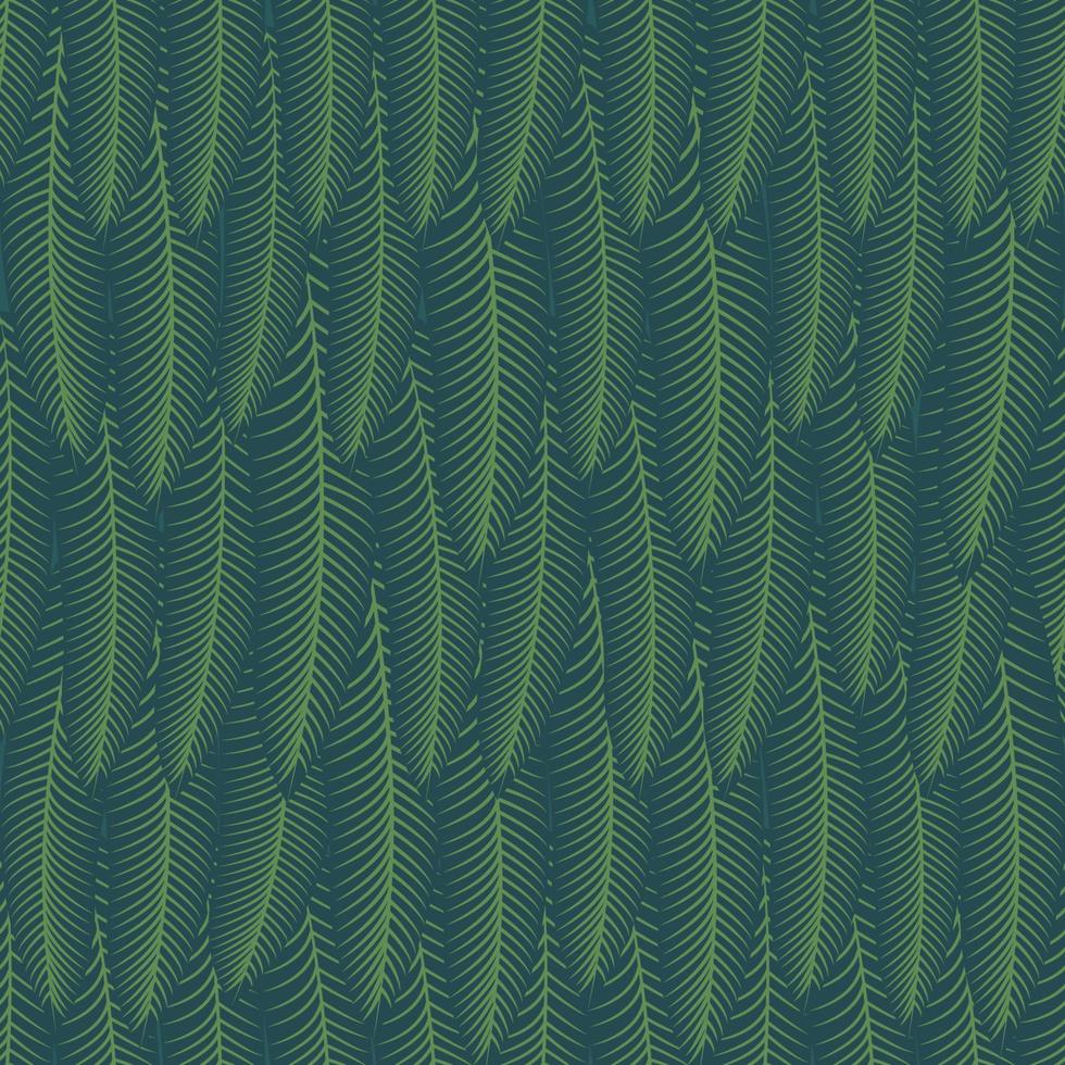 sömlös mönster av tropisk löv på grön bakgrund. vektor