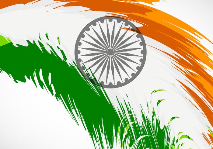 Tri Farbe Grunge Pinsel Schlaganfall Indische Flagge vektor