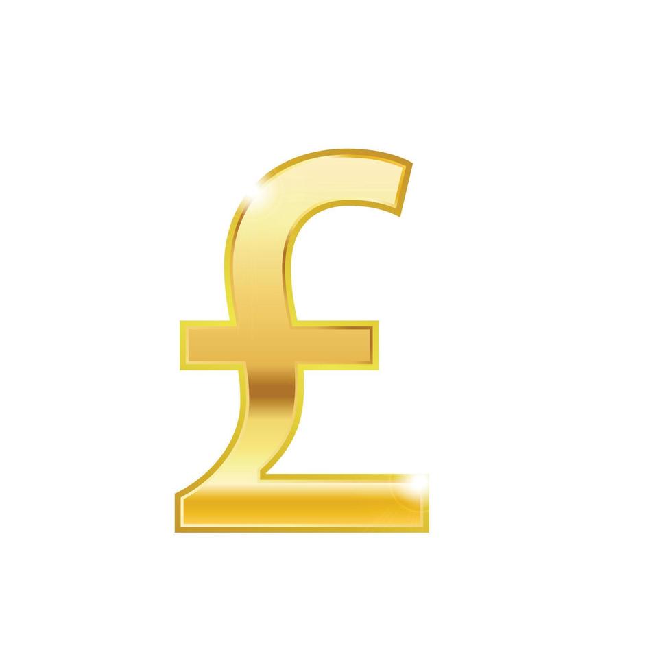 gyllene pounds symbol isolerat webb vektor ikon. pounds trendig 3d stil vektor ikon. gyllene pounds valuta tecken
