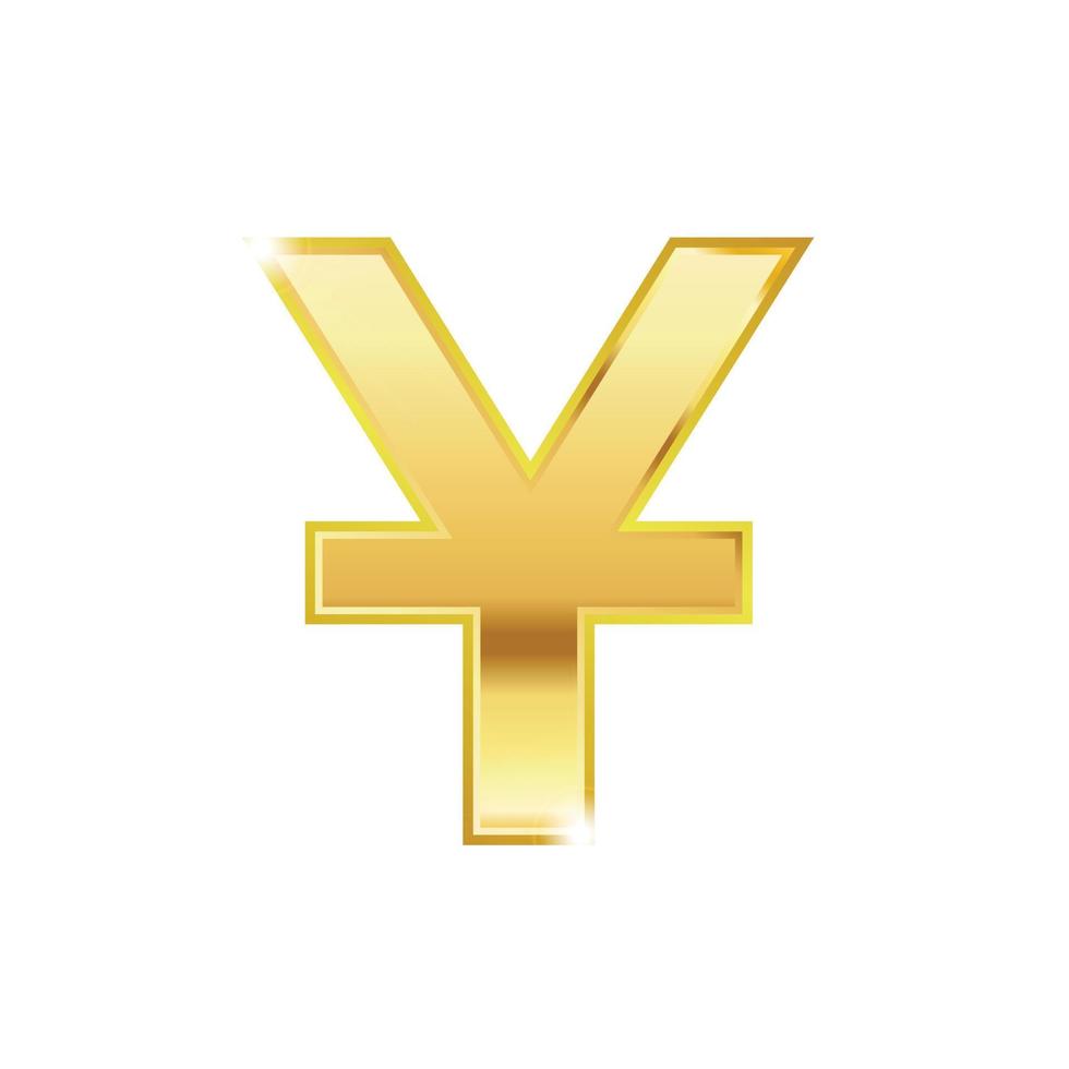 goldenes Yuan-Symbol isoliertes Web-Vektorsymbol. Yuan trendiges Vektorsymbol im 3D-Stil. vektor