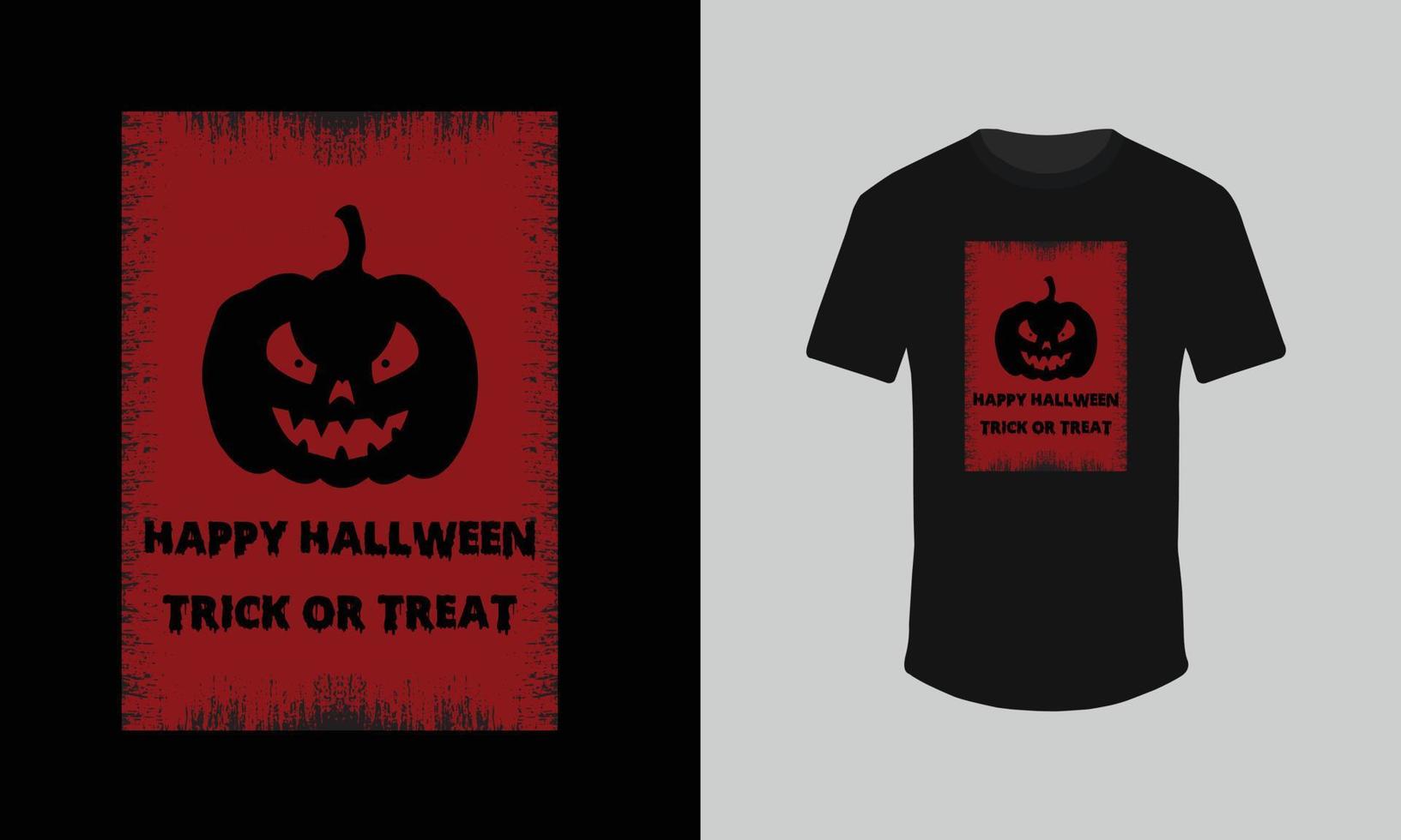 Halloween-T-Shirt-Design, Horror-T-Shirt-Design, rotes schwarzes T-Shirt vektor