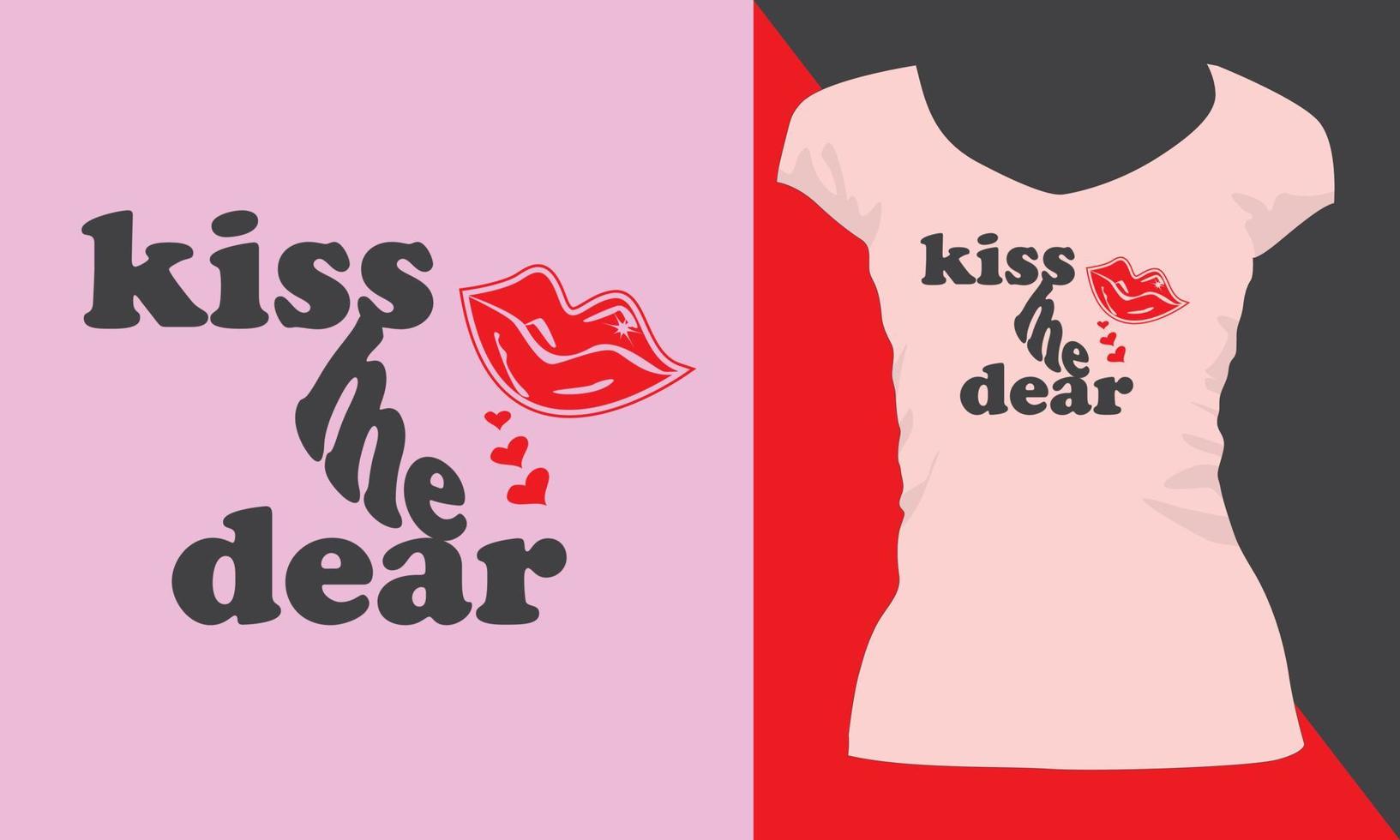 kyss mig Kära romantisk par t skjorta design för valentine dag vektor