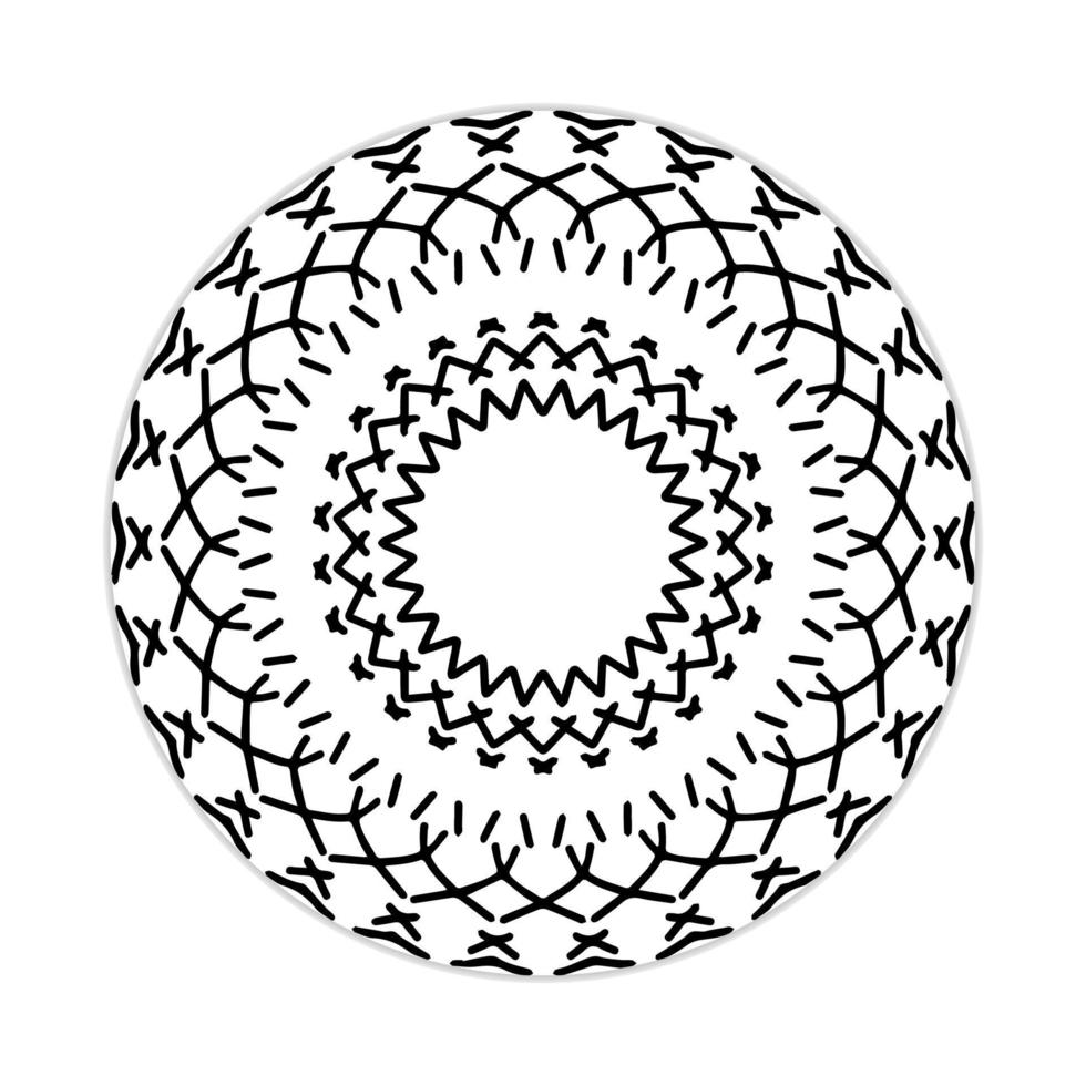 Mandala-Design mit abstrakter Form. Schwarz-Weiß-Vektor. ornament- und dekorationsmotivkonzept. vorlage für tapeten, muster, teppich, textil und nahtlos vektor