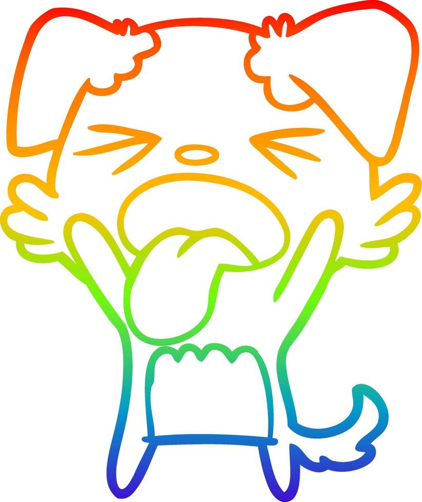 regnbågsgradient linjeteckning tecknad äcklad hund vektor