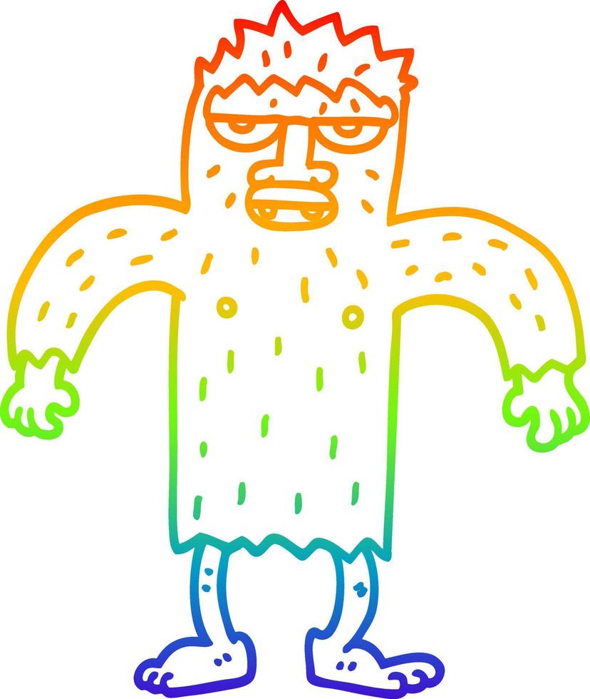 Regenbogen-Gradientenlinie Zeichnung Cartoon Yeti-Monster vektor
