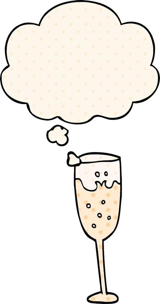 tecknad serie champagne glas och trodde bubbla i komisk bok stil vektor