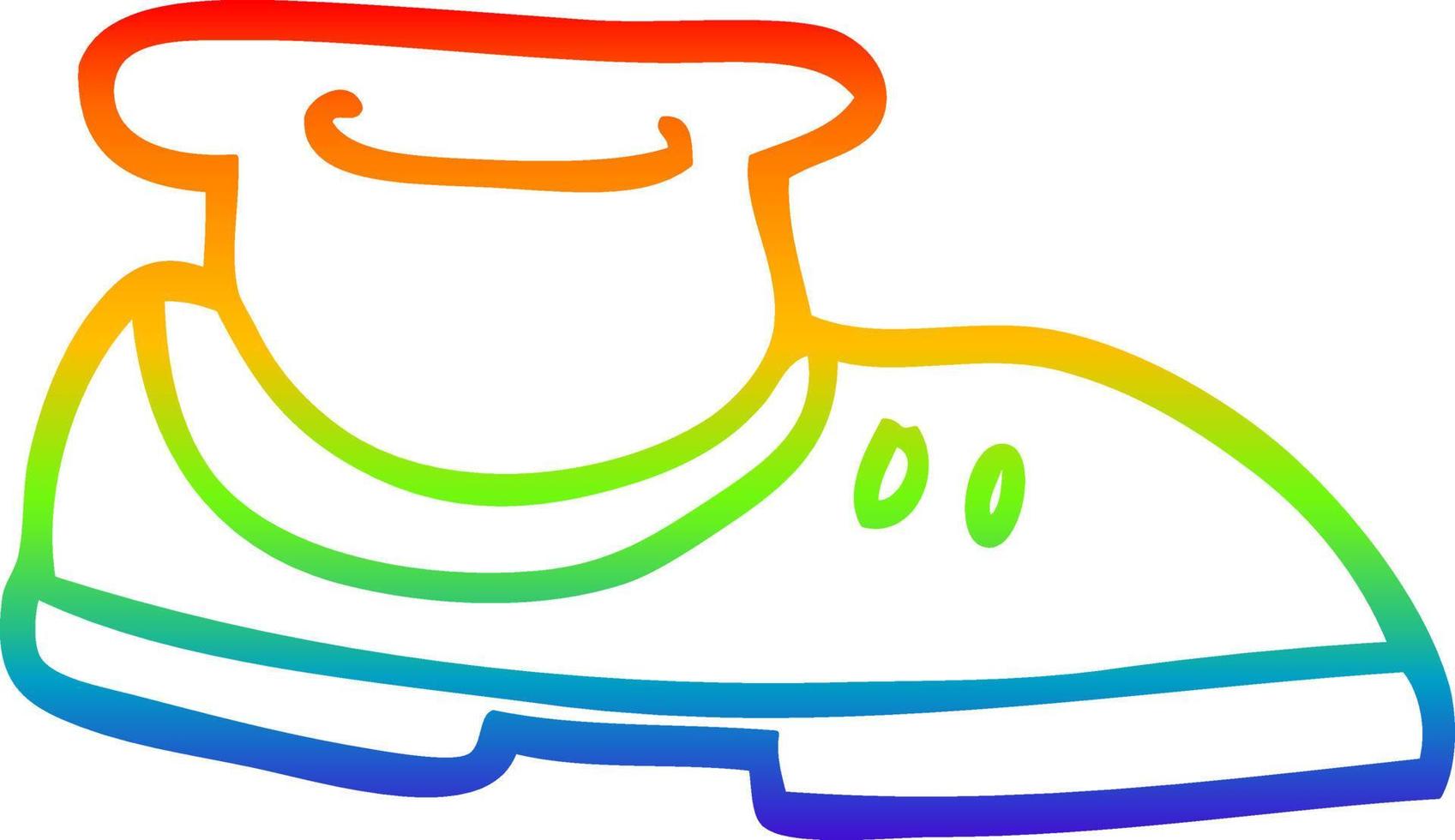 Regenbogen-Gradientenlinie Zeichnung Cartoon-Schuh mit Socke vektor