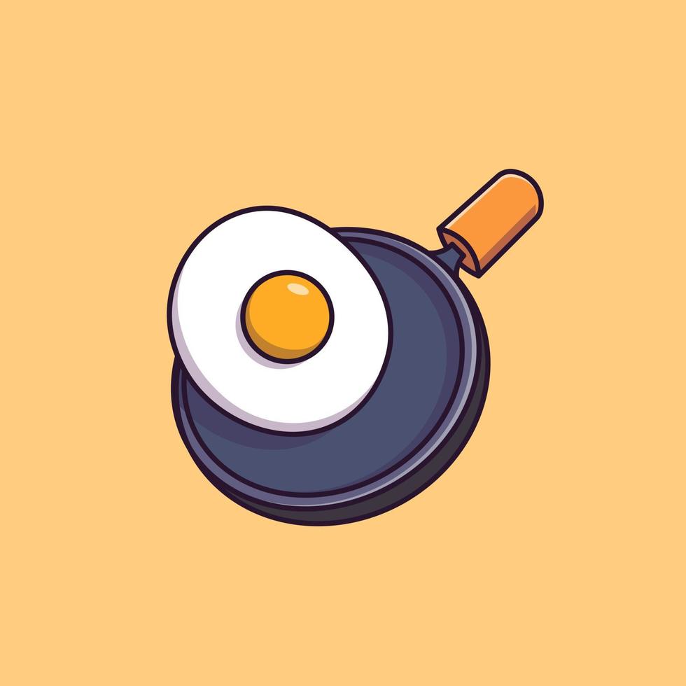 flytande ägg och matlagning panorera tecknad serie vektor ikon isolerat objekt