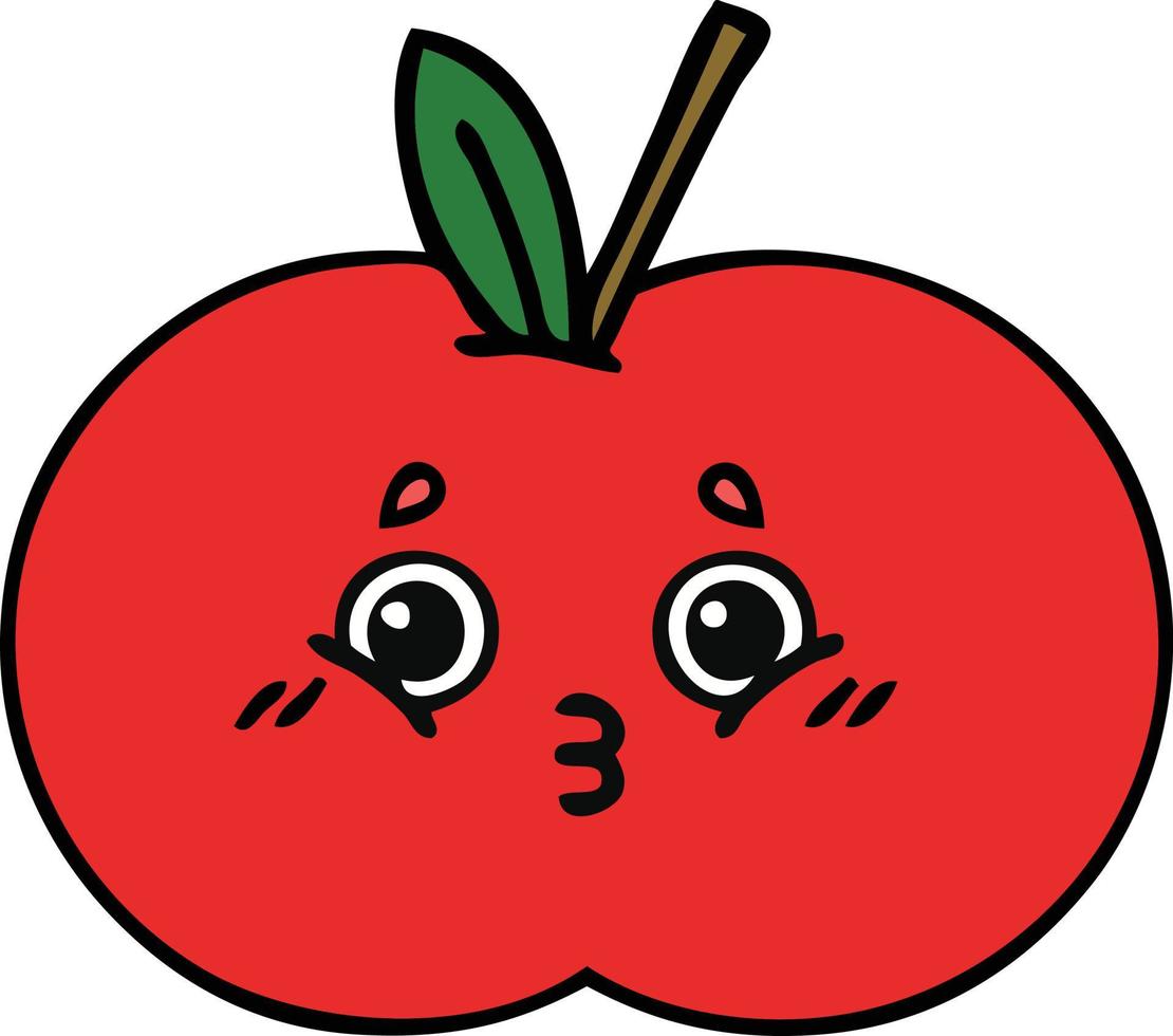 söt tecknad rött äpple vektor