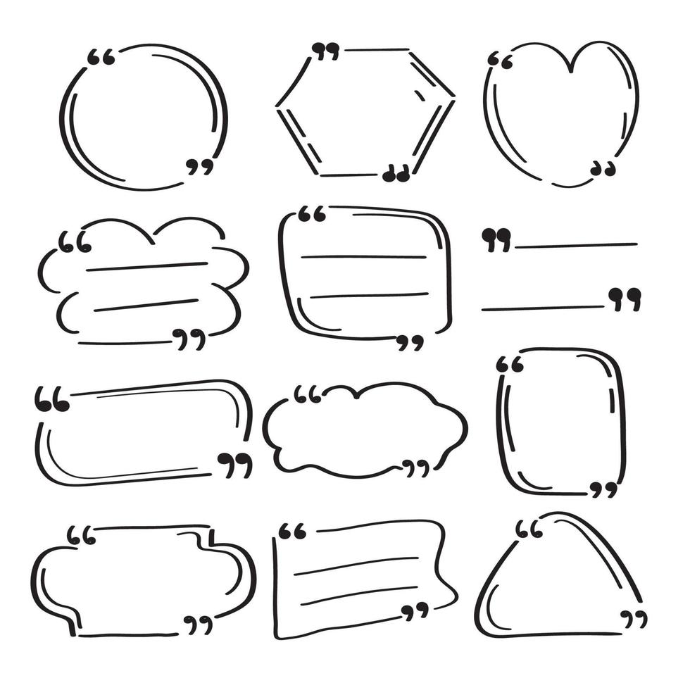 Vektor-Zitat-Box-Rahmen. Rahmensammlung, Umriss schwarz. weißer Hintergrund vektor