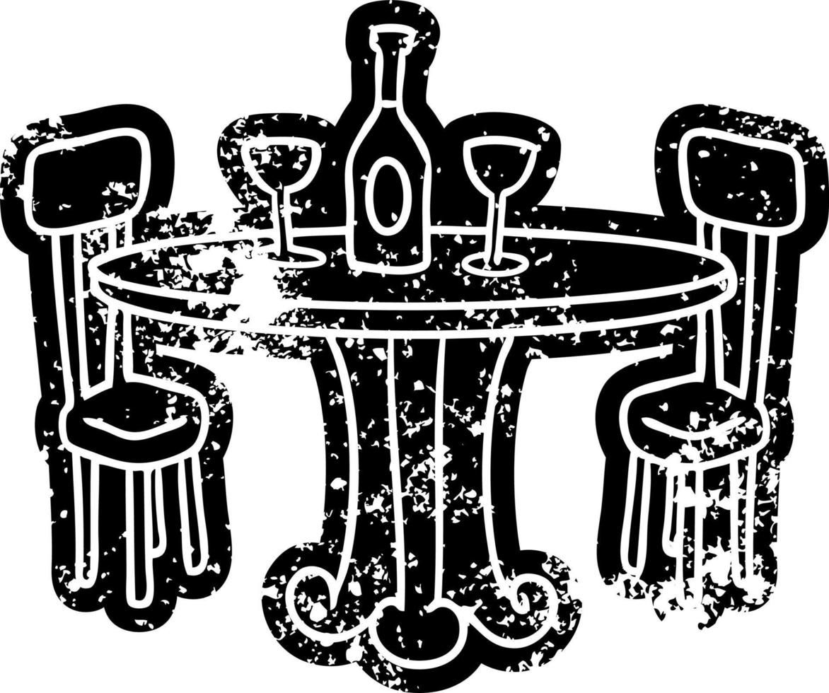 grunge ikon teckning middag tabell och drycker vektor