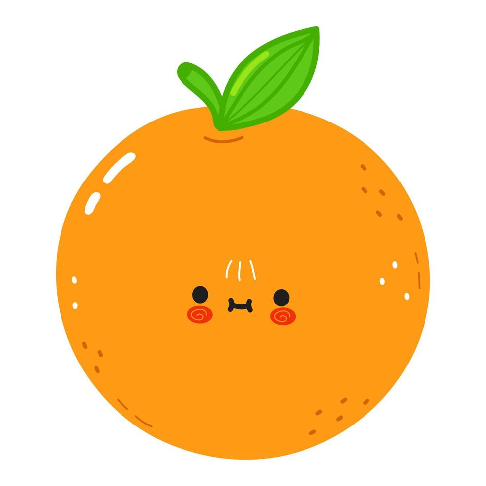 süßer lustiger orangenfruchtcharakter. vektor hand gezeichnete karikatur kawaii charakterillustration. isolierter weißer Hintergrund. Orangenfrucht