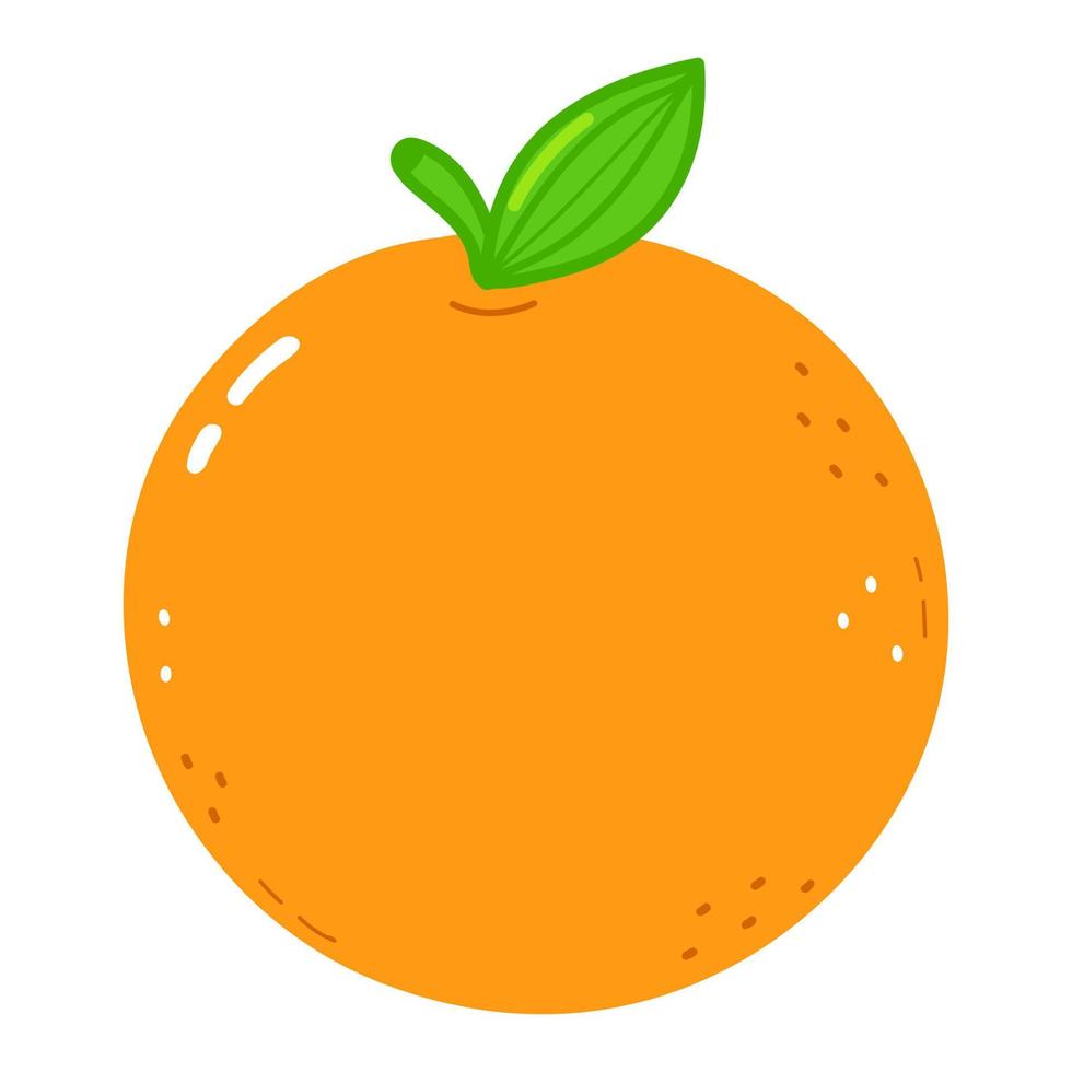 söt rolig orange frukt karaktär. vektor hand dragen tecknad serie söt karaktär illustration. isolerat vit bakgrund. orange frukt